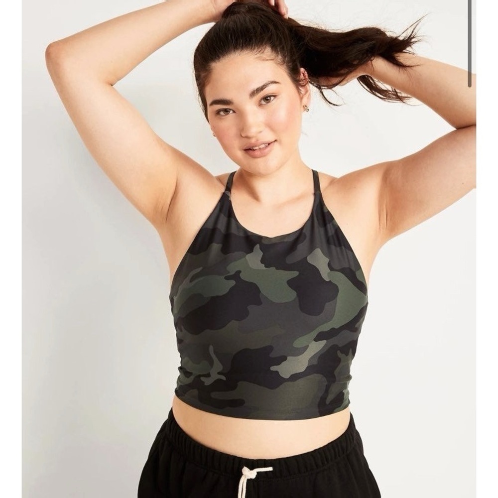 [Old Navy] Green Camo PowerSoft Longline Sports Bra Tank Top
